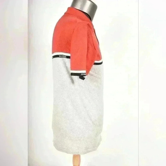Vtg 2000s ICE ICEBERG Red Black Grey Logo Knit Hip Hop Polo Shirt Medium Romania - Picture 10 of 10